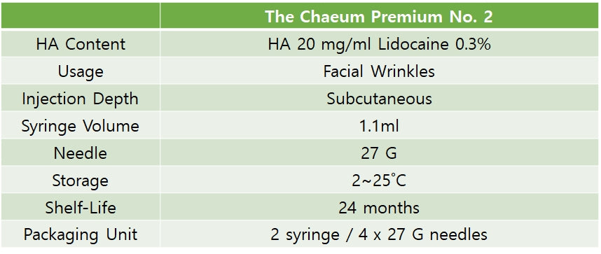 The Cheaum Premium filler No.2 - 20mg/ml（48 美元/片起）