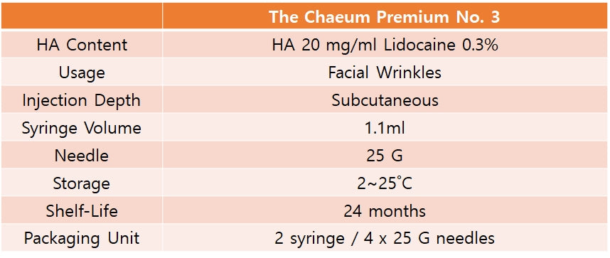 The Cheaum Premium filler No.3 - 20mg/ml（48 美元/件起）