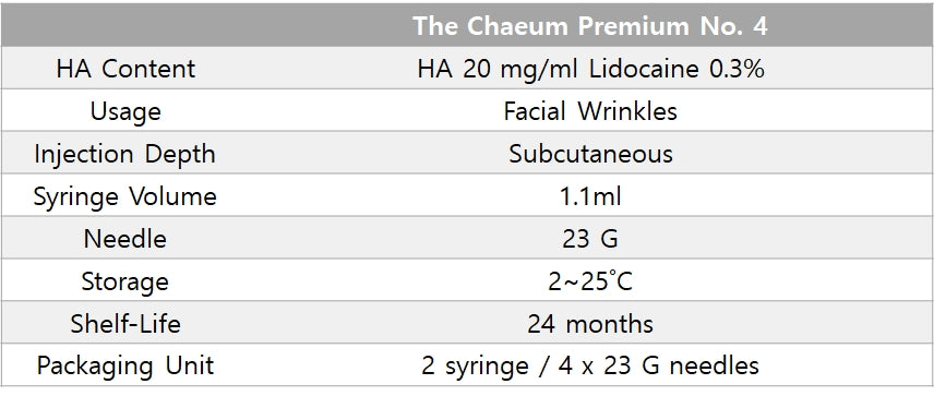 The Cheaum Premium filler No.4 - 20mg/ml（48 美元/件起）